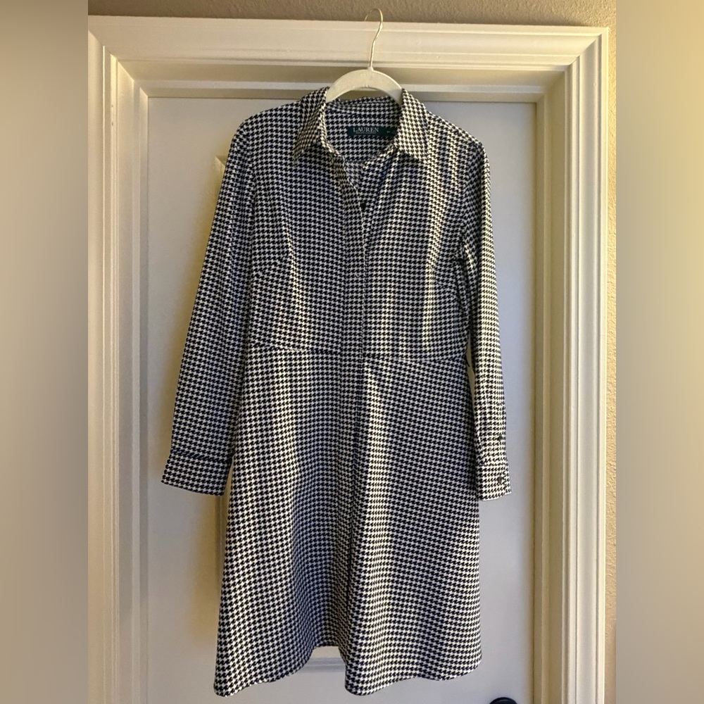 Lauren Ralph Lauren Classic Houndstooth Long Sleeve Dress